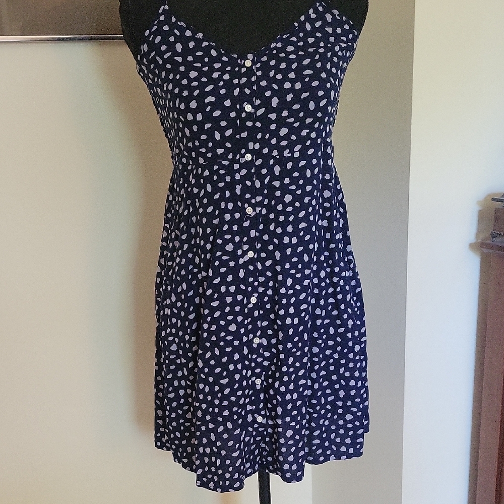 Aerie Navy Blue Spotted Mini Dress